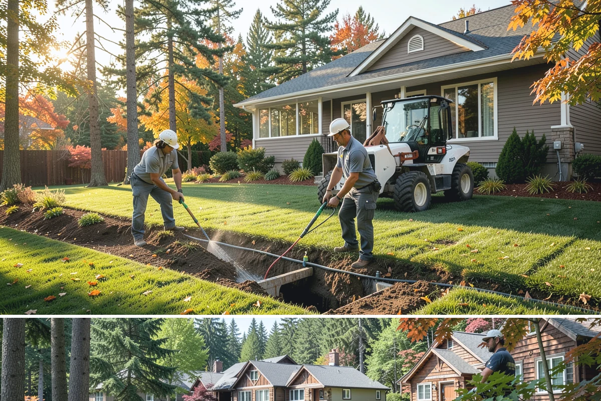 Full Landscape Installation in Edgewood, Pierce County, WA - Spring and fall installations take advantage of the region's mild, damp weather to help new plantings and lawns establish quickly.