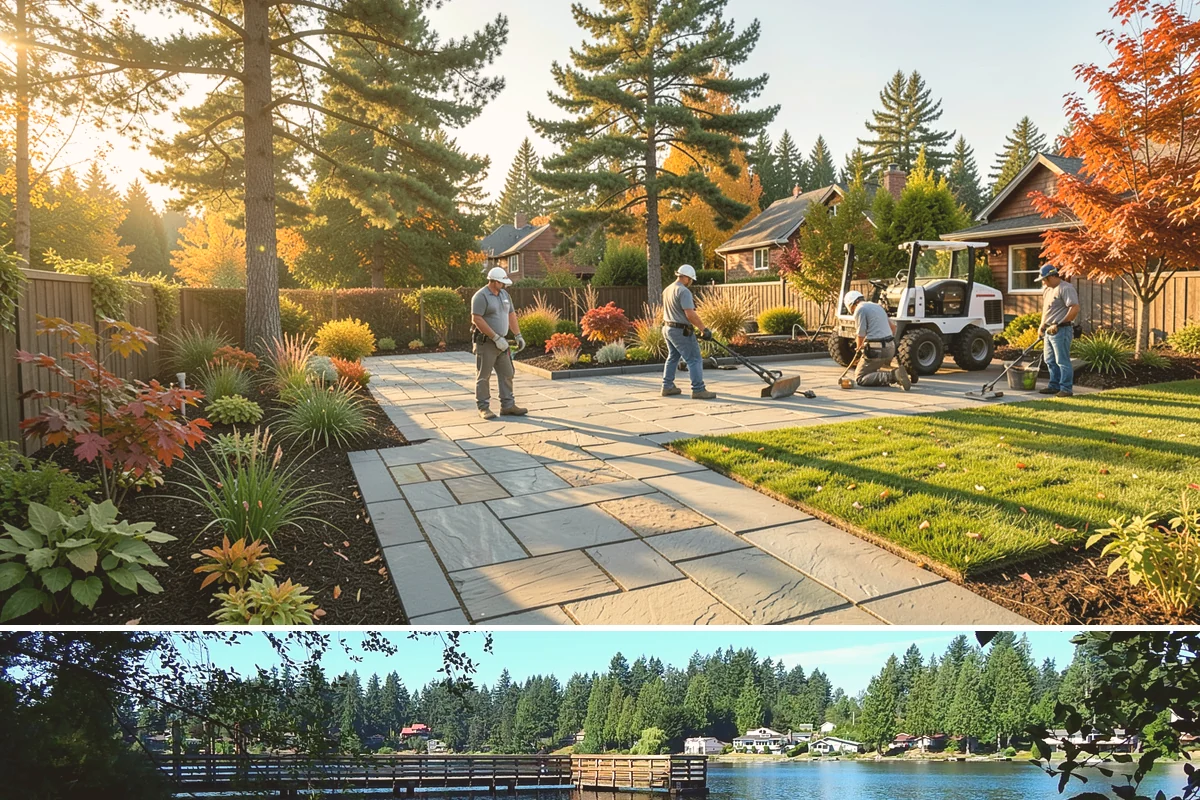 Full Landscape Installation in Federal Way, King County, WA - Spring and fall installations take advantage of the region's mild, damp weather to help new plantings and lawns establish quickly.