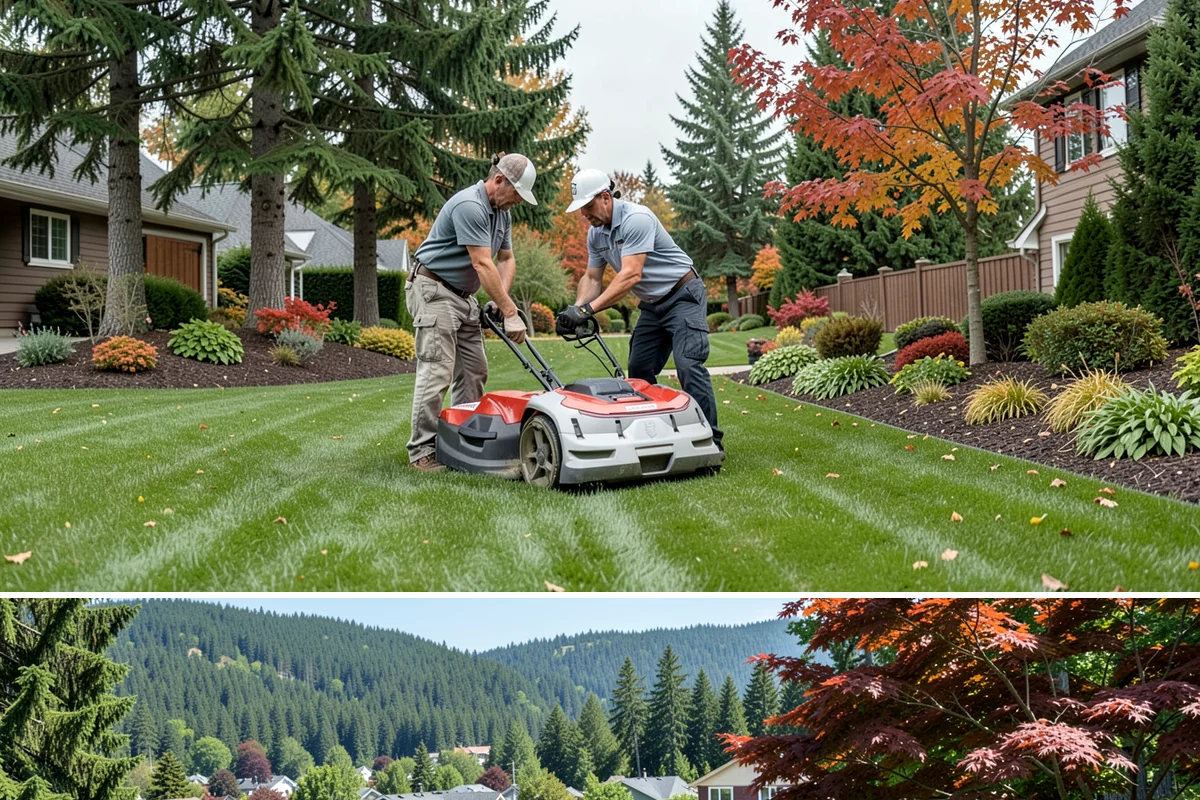 Full Landscape Installation in Index, Snohomish County, WA - Spring and fall installations take advantage of the region's mild, damp weather to help new plantings and lawns establish quickly.