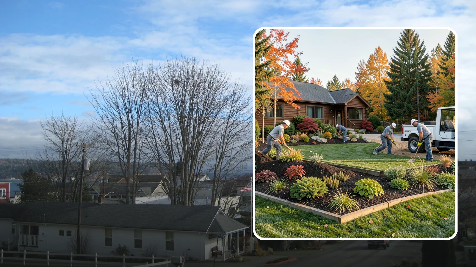 Full Landscape Installation in Langley, Island County, WA - We install complete landscapes from the ground up, integrating plantings, grading, and features for a finished Northwest yard.