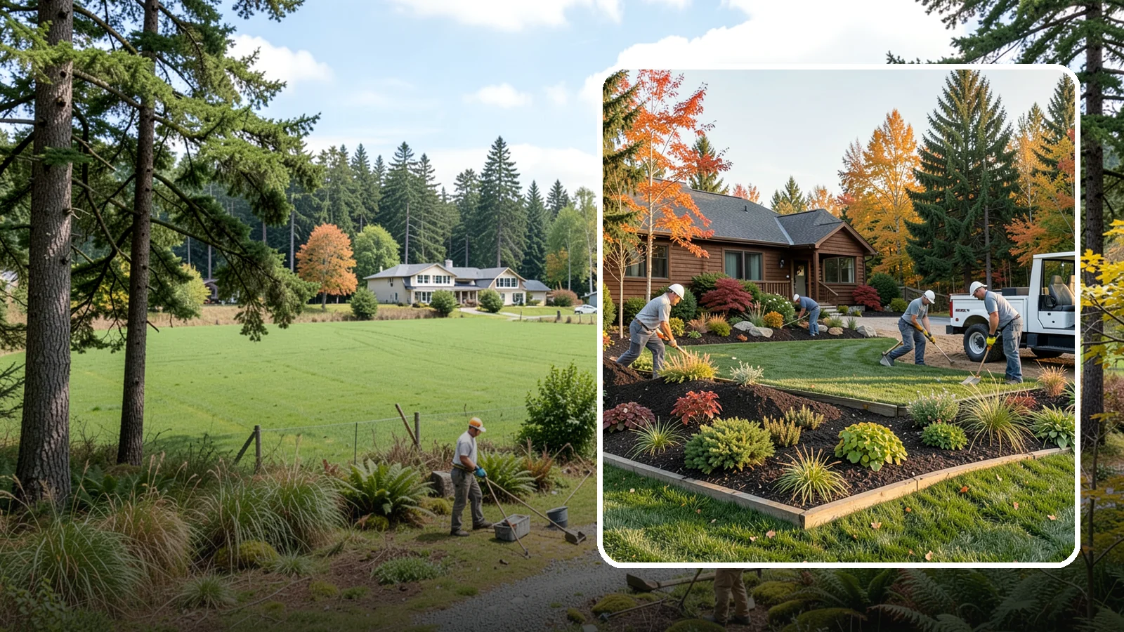Full Landscape Installation in Lyman, Skagit County, WA - We install complete landscapes from the ground up, integrating plantings, grading, and features for a finished Northwest yard.