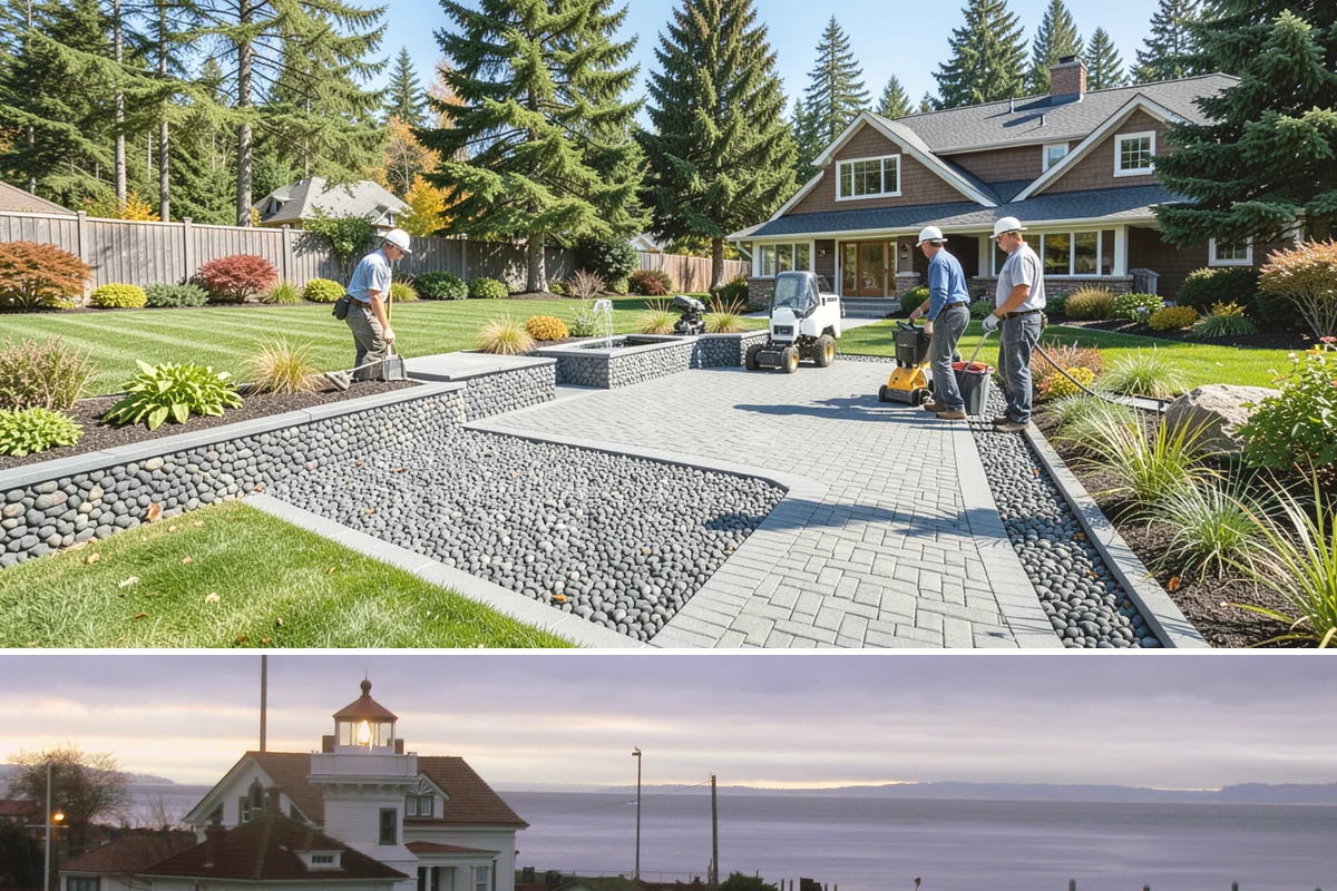 Full Landscape Installation in Mukilteo, Snohomish County, WA - Spring and fall installations take advantage of the region's mild, damp weather to help new plantings and lawns establish quickly.
