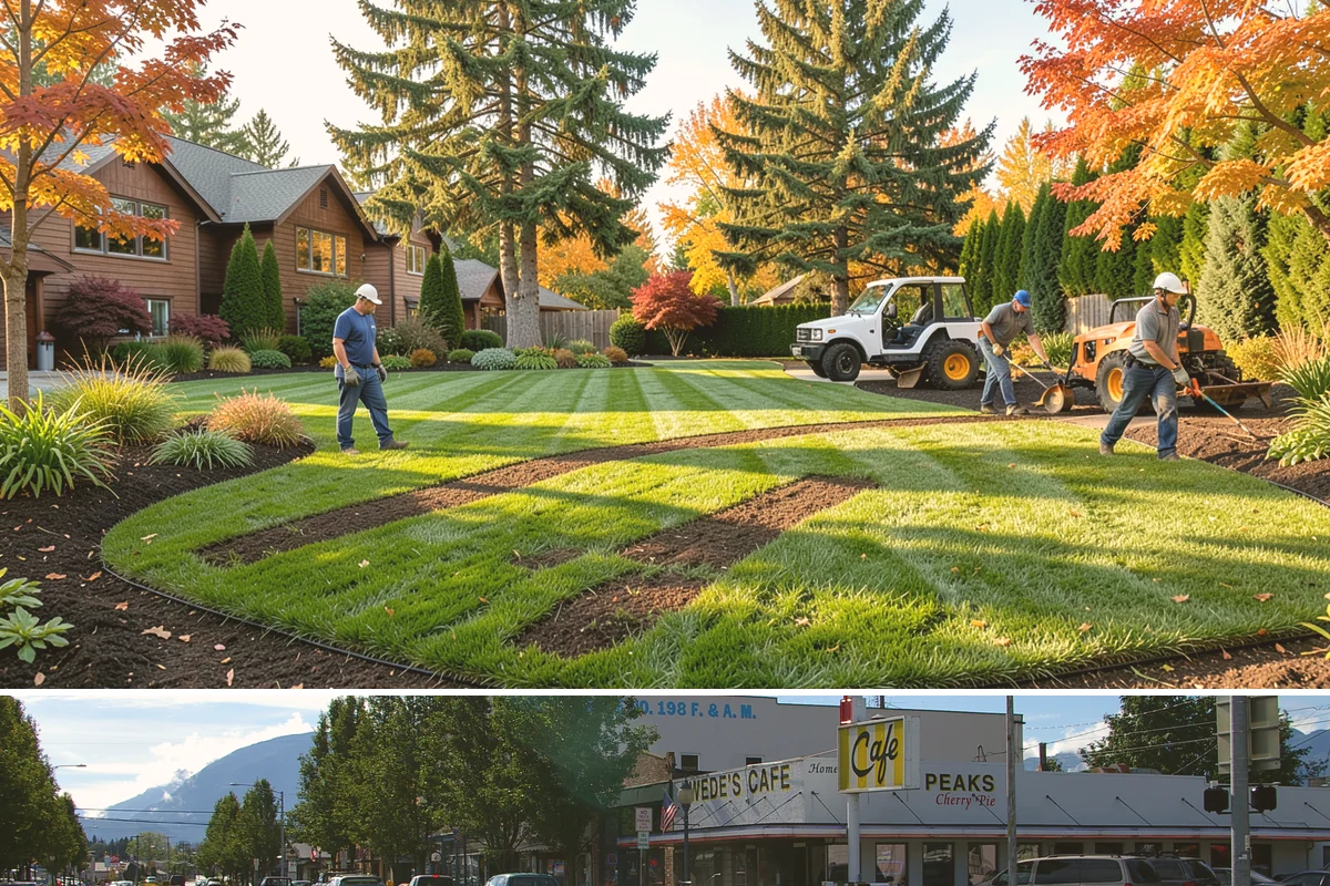 Full Landscape Installation in North Bend, King County, WA - Spring and fall installations take advantage of the region's mild, damp weather to help new plantings and lawns establish quickly.