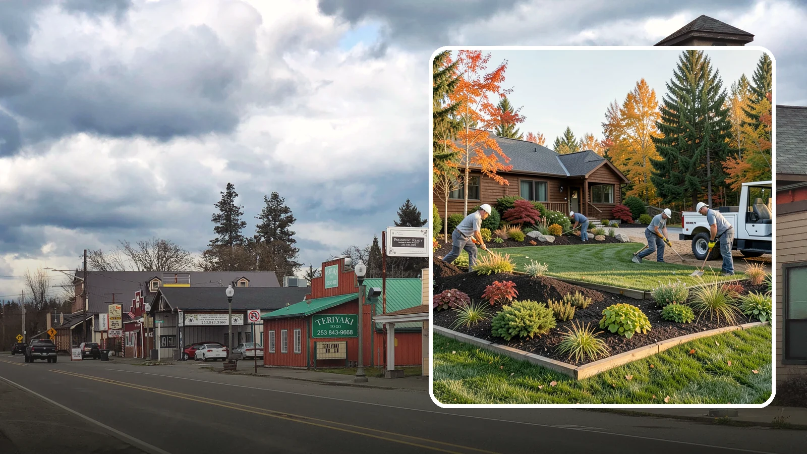 Full Landscape Installation in Roy, Pierce County, WA - We install complete landscapes from the ground up, integrating plantings, grading, and features for a finished Northwest yard.