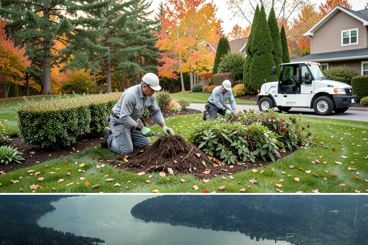 Full Landscape Installation in Sammamish, King County, WA - Spring and fall installations take advantage of the region's mild, damp weather to help new plantings and lawns establish quickly.