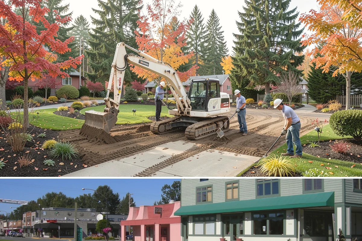 Full Landscape Installation in Snoqualmie, King County, WA - Spring and fall installations take advantage of the region's mild, damp weather to help new plantings and lawns establish quickly.