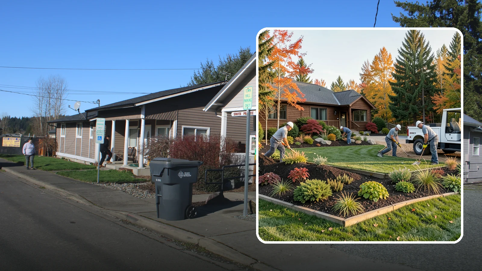 Full Landscape Installation in South Prairie, Pierce County, WA - We install complete landscapes from the ground up, integrating plantings, grading, and features for a finished Northwest yard.