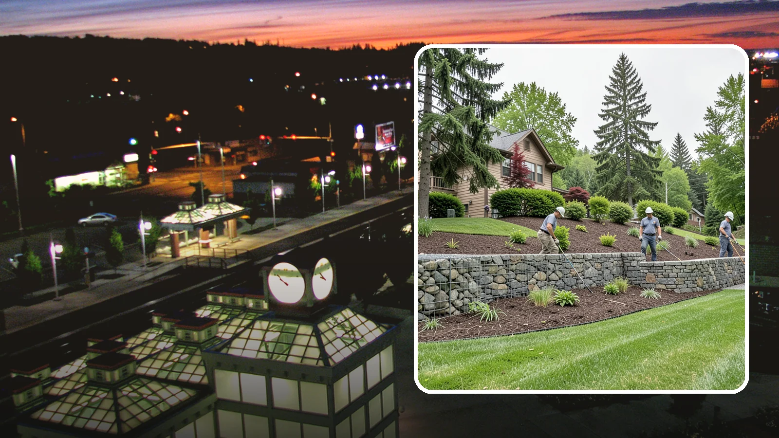 Gabion Retaining Wall in Auburn, King County, WA - A free-draining wall of stone-filled wire baskets that offers industrial style and outstanding water management for PNW slopes.