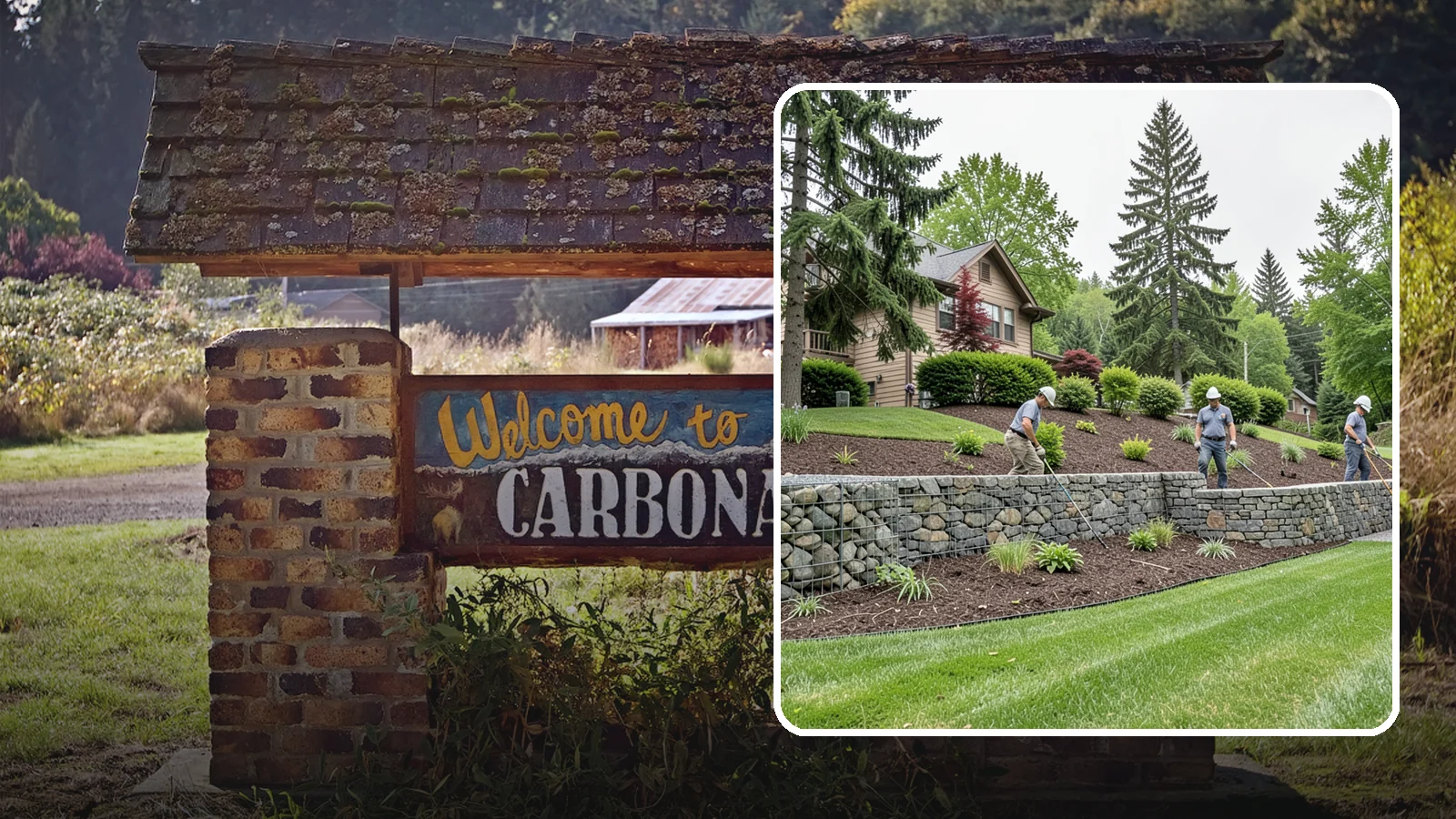 Gabion Retaining Wall in Carbonado, Pierce County, WA - A free-draining wall of stone-filled wire baskets that offers industrial style and outstanding water management for PNW slopes.