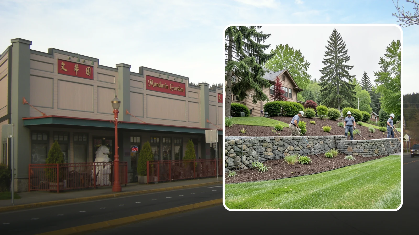 Gabion Retaining Wall in Issaquah, King County, WA - A free-draining wall of stone-filled wire baskets that offers industrial style and outstanding water management for PNW slopes.