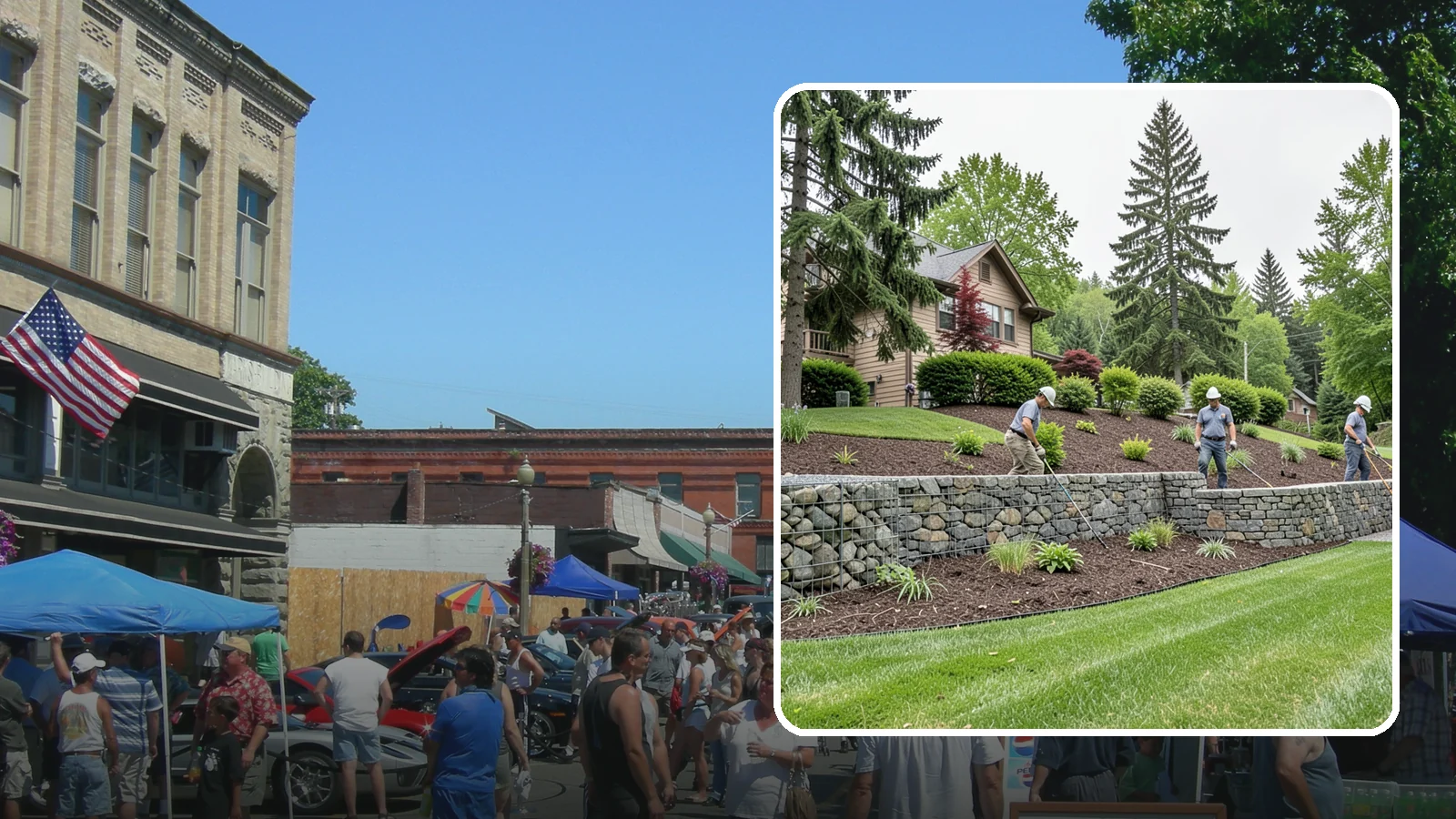 Gabion Retaining Wall in Snohomish, Snohomish County, WA - A free-draining wall of stone-filled wire baskets that offers industrial style and outstanding water management for PNW slopes.