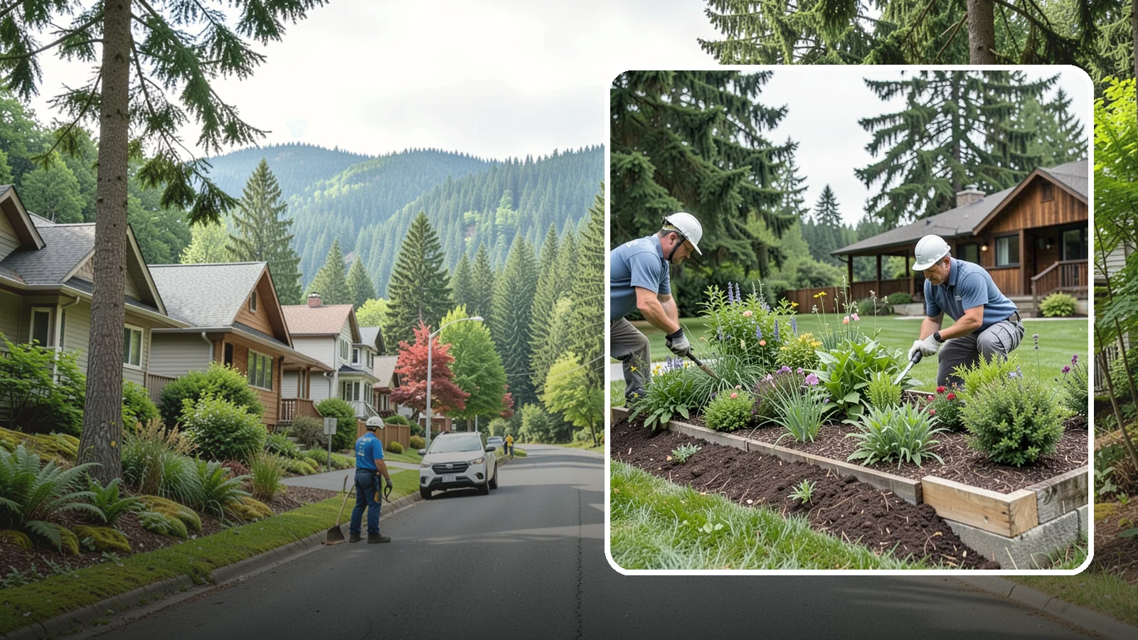 Garden Bed Installation in Darrington, Snohomish County, WA - New planting beds built from the soil up - shaped, amended, and planted for lasting curb appeal.