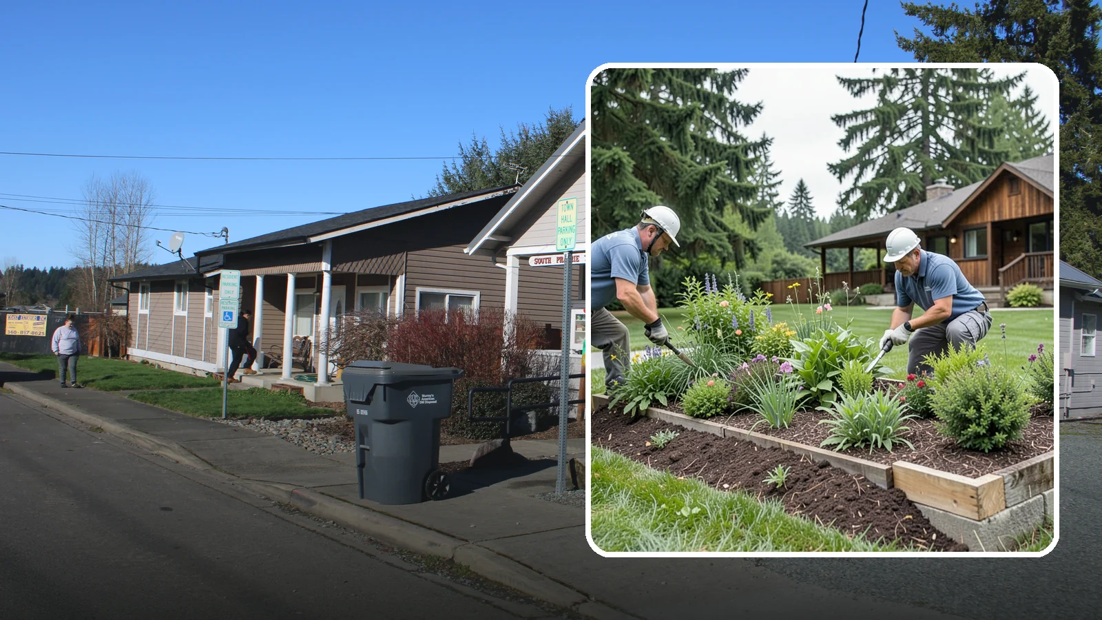 Garden Bed Installation in South Prairie, Pierce County, WA - New planting beds built from the soil up - shaped, amended, and planted for lasting curb appeal.