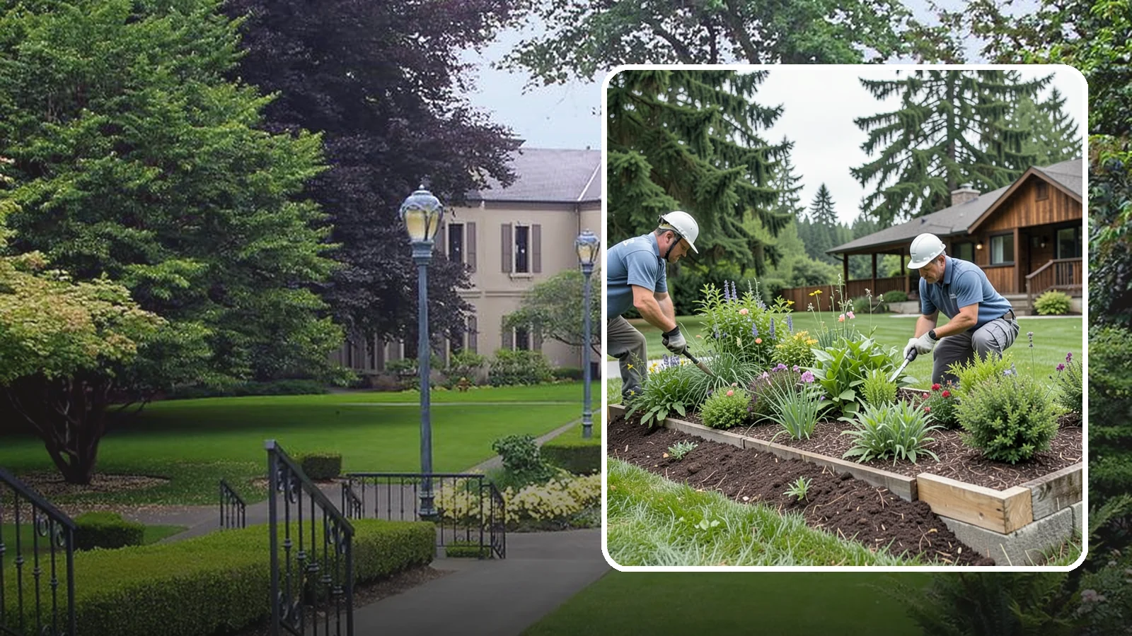 Garden Bed Installation in Woodinville, King County, WA - New planting beds built from the soil up - shaped, amended, and planted for lasting curb appeal.