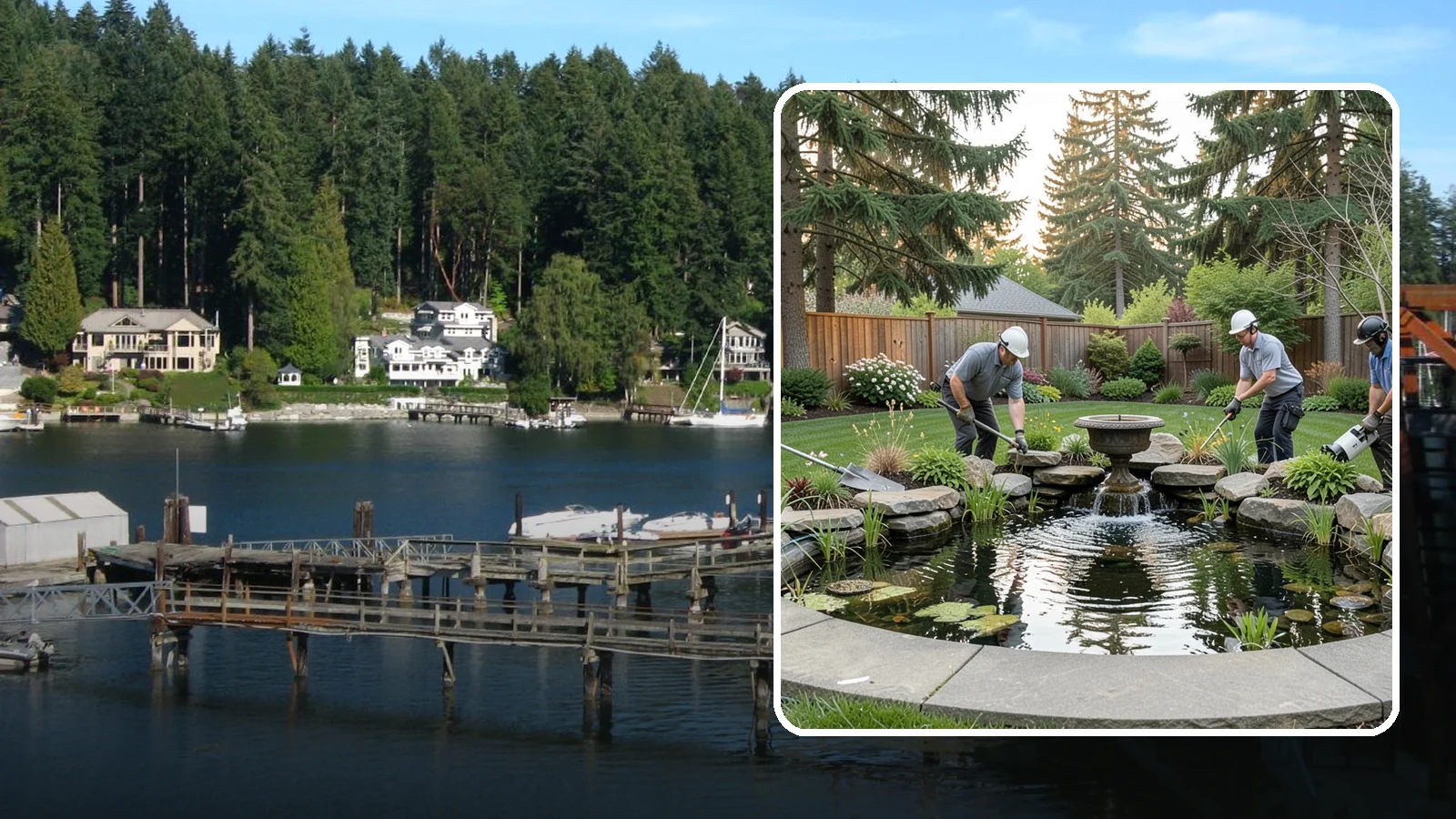Garden Pond Installation in Gig Harbor, Pierce County, WA - Beautiful garden ponds with plants and circulation that create a living, tranquil ecosystem in your yard.