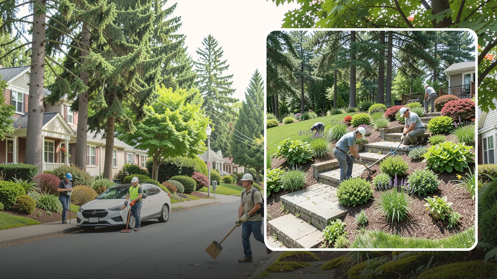 Garden Stairs in Beaux Arts Village, King County, WA - Custom garden stairs in stone, timber, or pavers that make sloped landscapes safe and accessible.