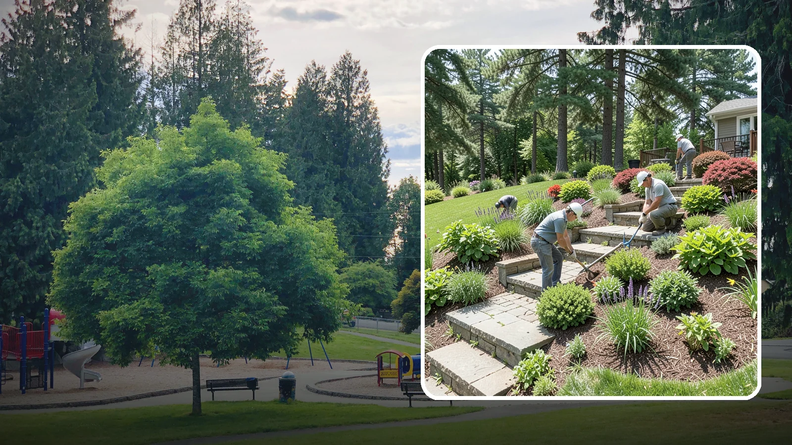 Garden Stairs in Bonney Lake, Pierce County, WA - Custom garden stairs in stone, timber, or pavers that make sloped landscapes safe and accessible.