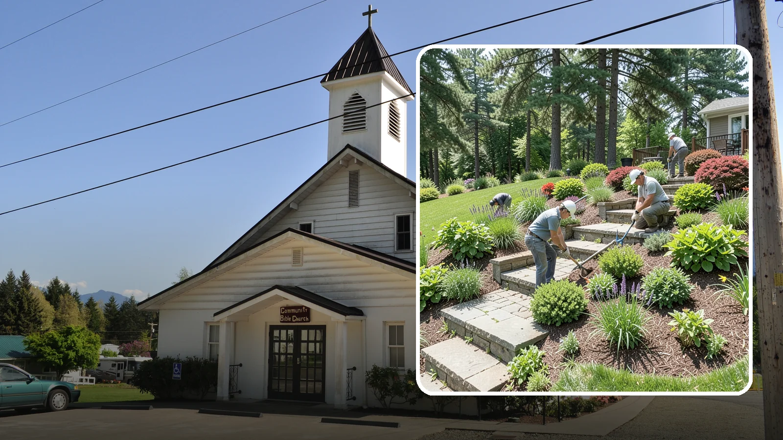 Garden Stairs in Concrete, Skagit County, WA - Custom garden stairs in stone, timber, or pavers that make sloped landscapes safe and accessible.