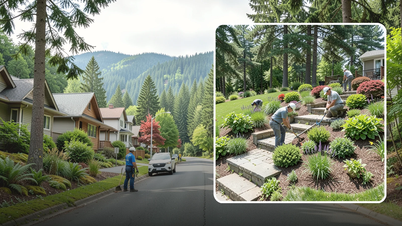 Garden Stairs in Darrington, Snohomish County, WA - Custom garden stairs in stone, timber, or pavers that make sloped landscapes safe and accessible.