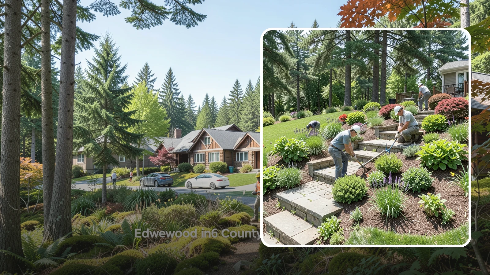 Garden Stairs in Edgewood, Pierce County, WA - Custom garden stairs in stone, timber, or pavers that make sloped landscapes safe and accessible.