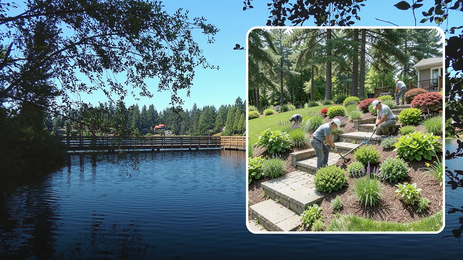 Garden Stairs in Federal Way, King County, WA - Custom garden stairs in stone, timber, or pavers that make sloped landscapes safe and accessible.