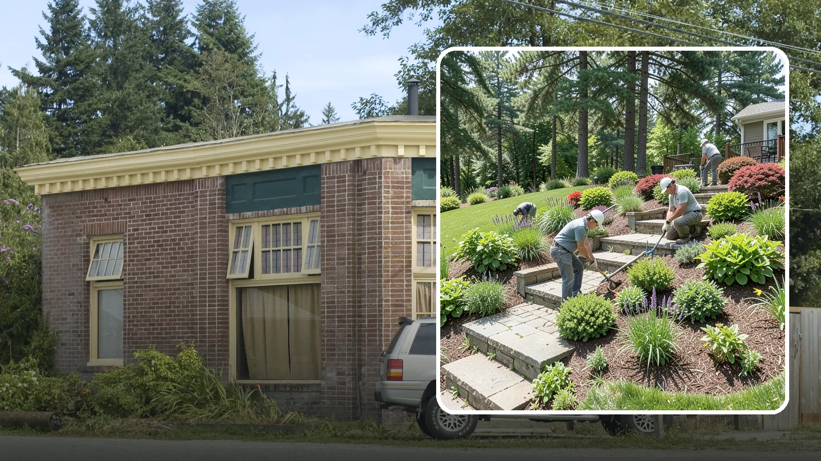 Garden Stairs in Hamilton, Skagit County, WA - Custom garden stairs in stone, timber, or pavers that make sloped landscapes safe and accessible.