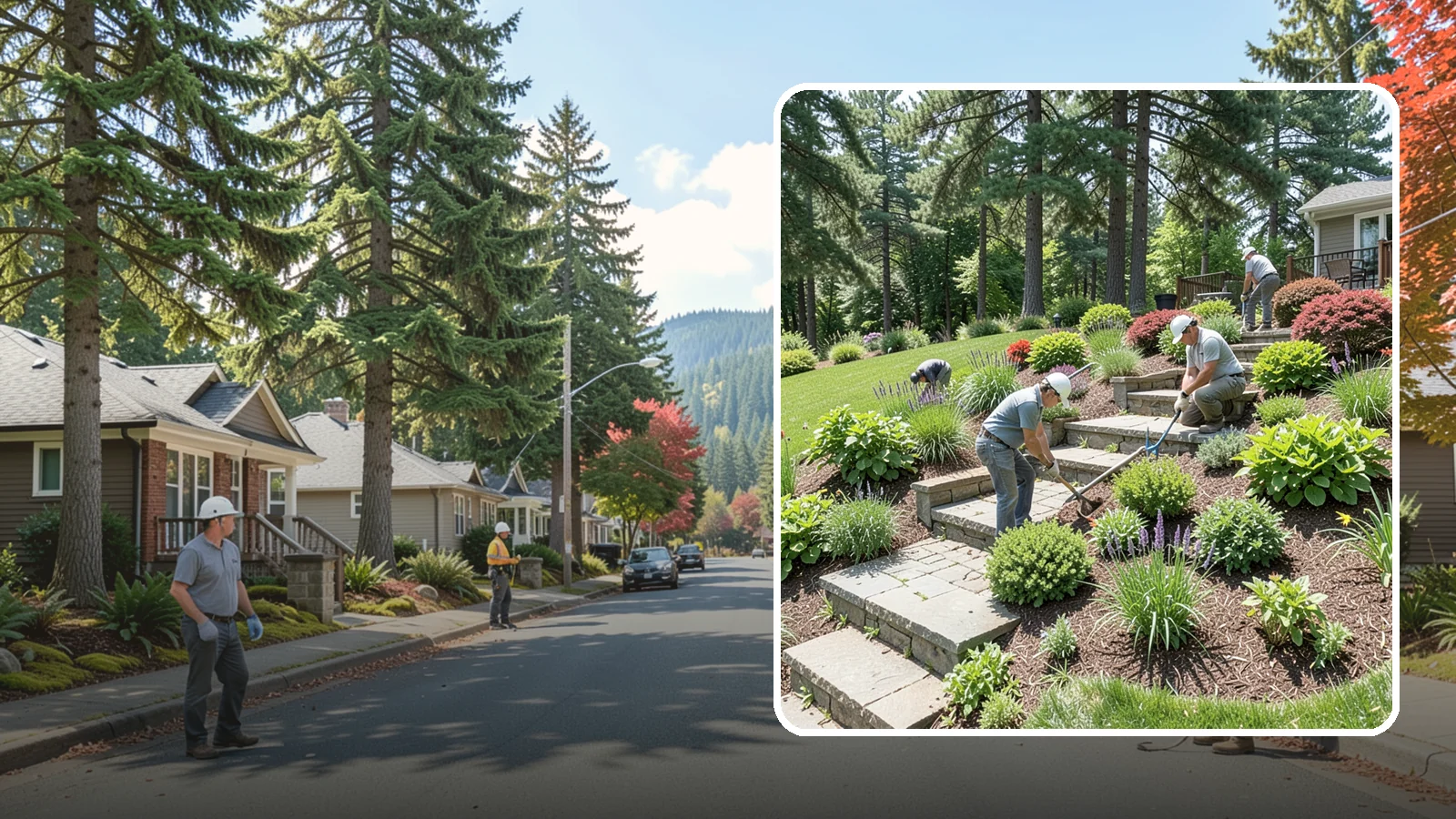 Garden Stairs in Hunts Point, King County, WA - Custom garden stairs in stone, timber, or pavers that make sloped landscapes safe and accessible.