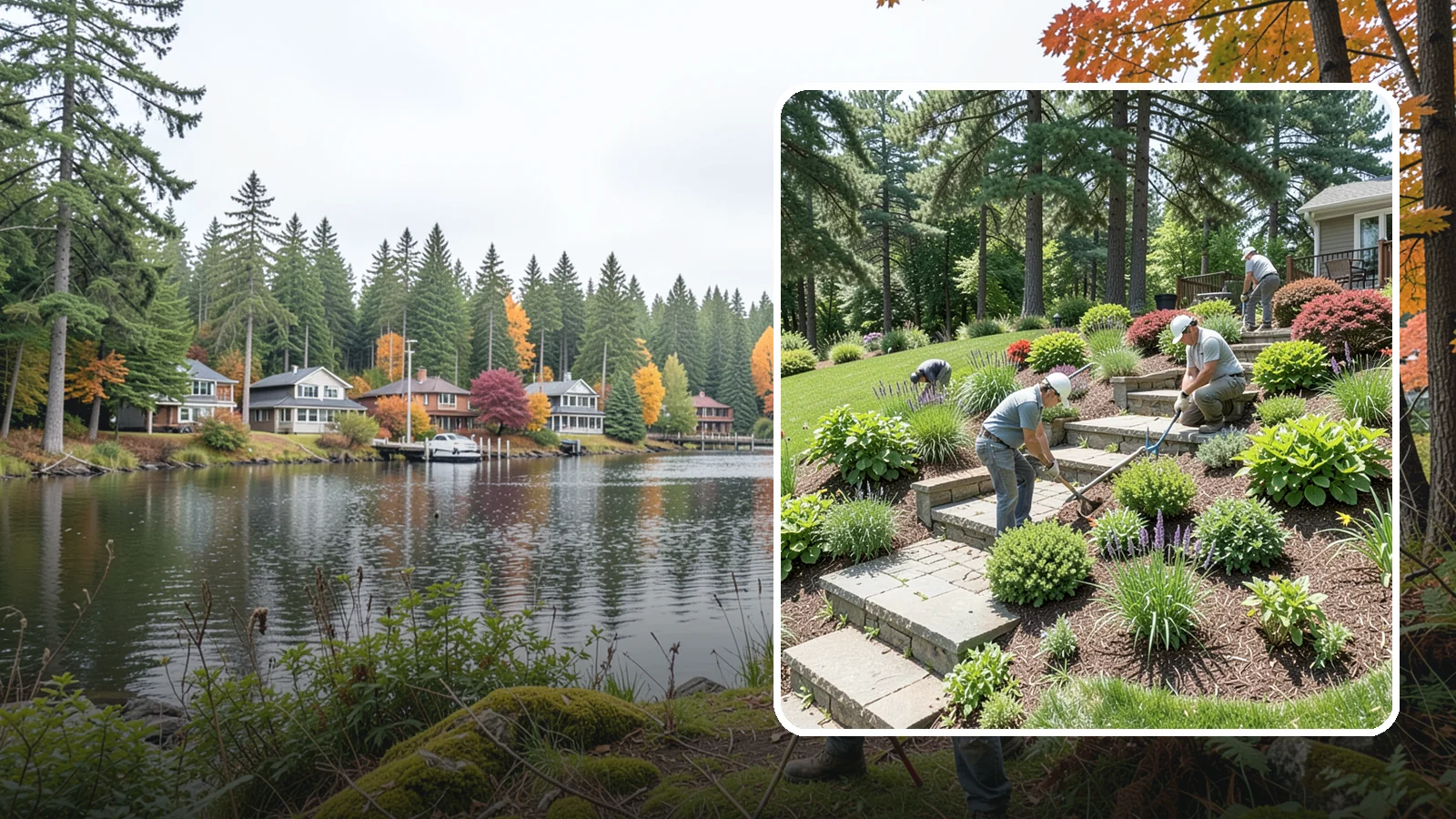 Garden Stairs in La Conner, Skagit County, WA - Custom garden stairs in stone, timber, or pavers that make sloped landscapes safe and accessible.