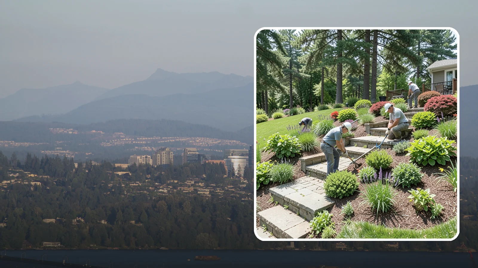 Garden Stairs in Medina, King County, WA - Custom garden stairs in stone, timber, or pavers that make sloped landscapes safe and accessible.
