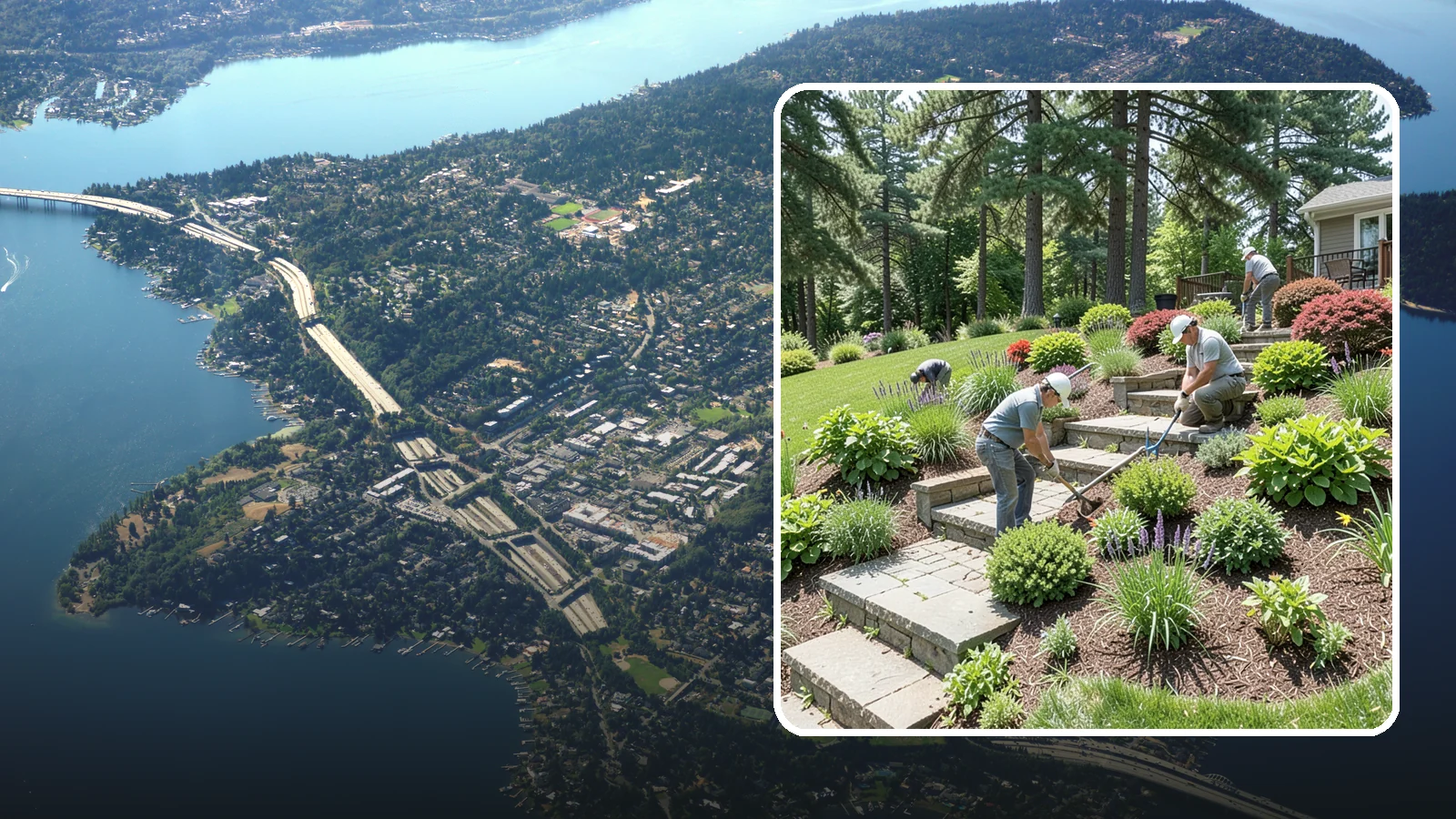 Garden Stairs in Mercer Island, King County, WA - Custom garden stairs in stone, timber, or pavers that make sloped landscapes safe and accessible.