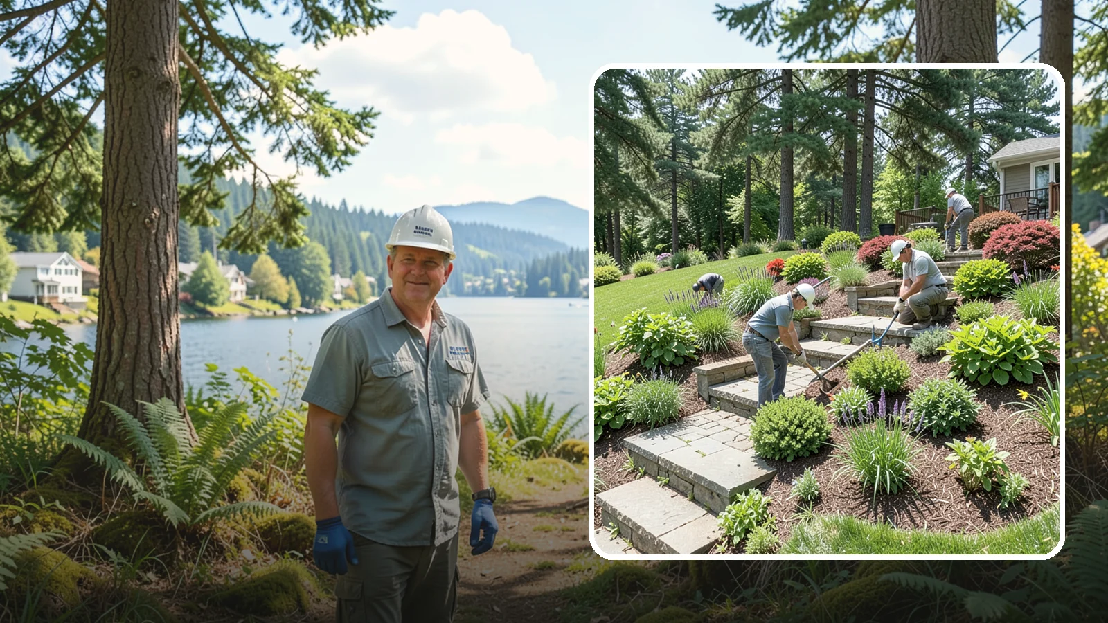 Garden Stairs in Milton, King County, WA - Custom garden stairs in stone, timber, or pavers that make sloped landscapes safe and accessible.