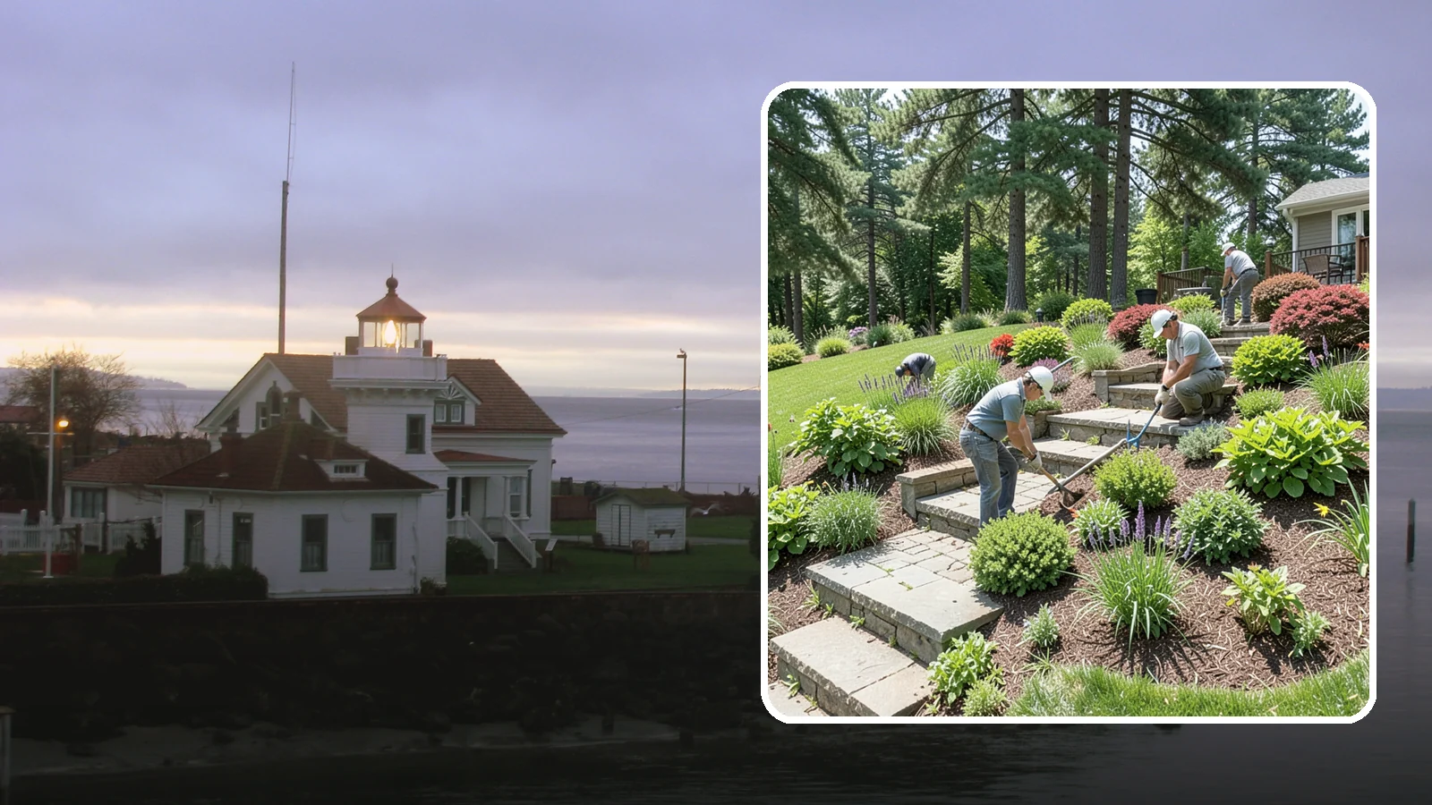 Garden Stairs in Mukilteo, Snohomish County, WA - Custom garden stairs in stone, timber, or pavers that make sloped landscapes safe and accessible.