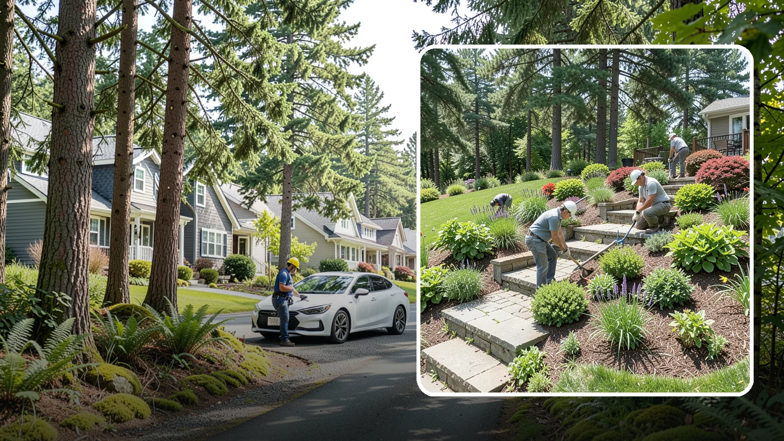 Garden Stairs in Normandy Park, King County, WA - Custom garden stairs in stone, timber, or pavers that make sloped landscapes safe and accessible.
