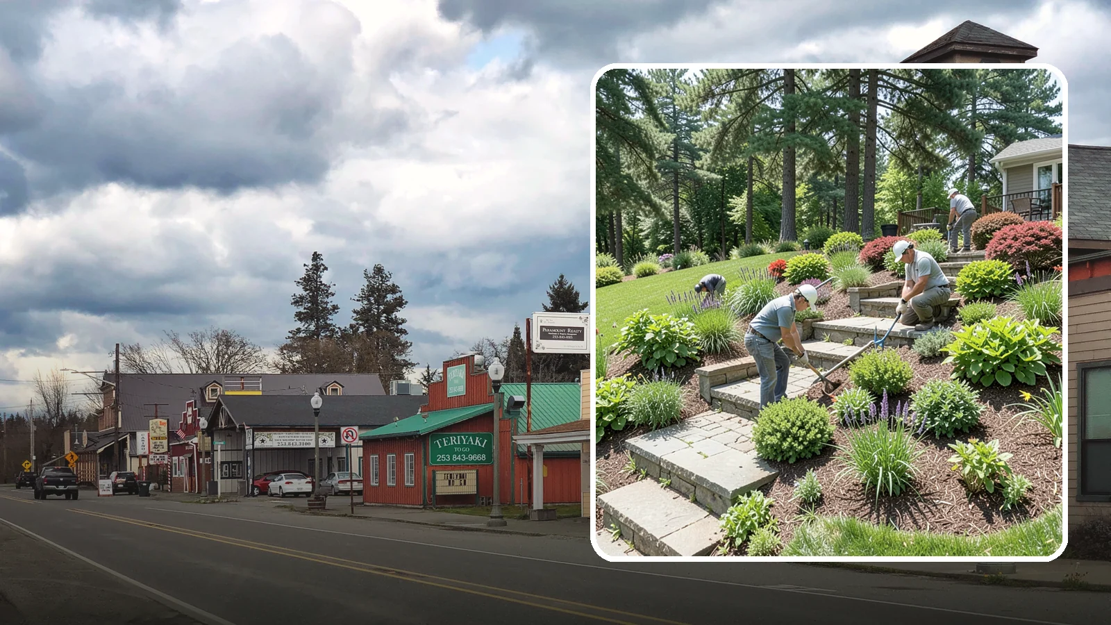 Garden Stairs in Roy, Pierce County, WA - Custom garden stairs in stone, timber, or pavers that make sloped landscapes safe and accessible.
