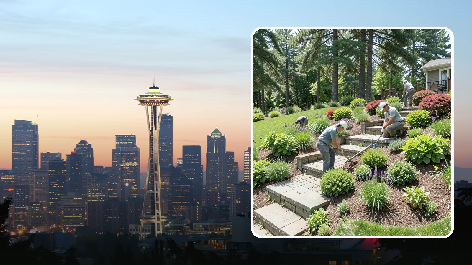 Garden Stairs in Seattle, King County, WA - Custom garden stairs in stone, timber, or pavers that make sloped landscapes safe and accessible.