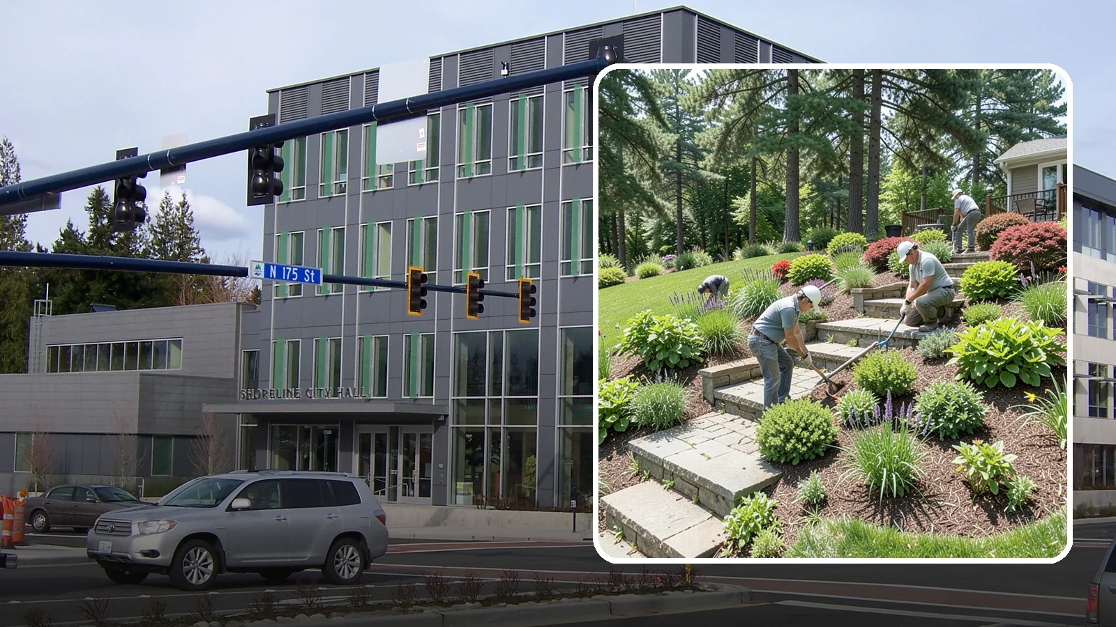 Garden Stairs in Shoreline, King County, WA - Custom garden stairs in stone, timber, or pavers that make sloped landscapes safe and accessible.