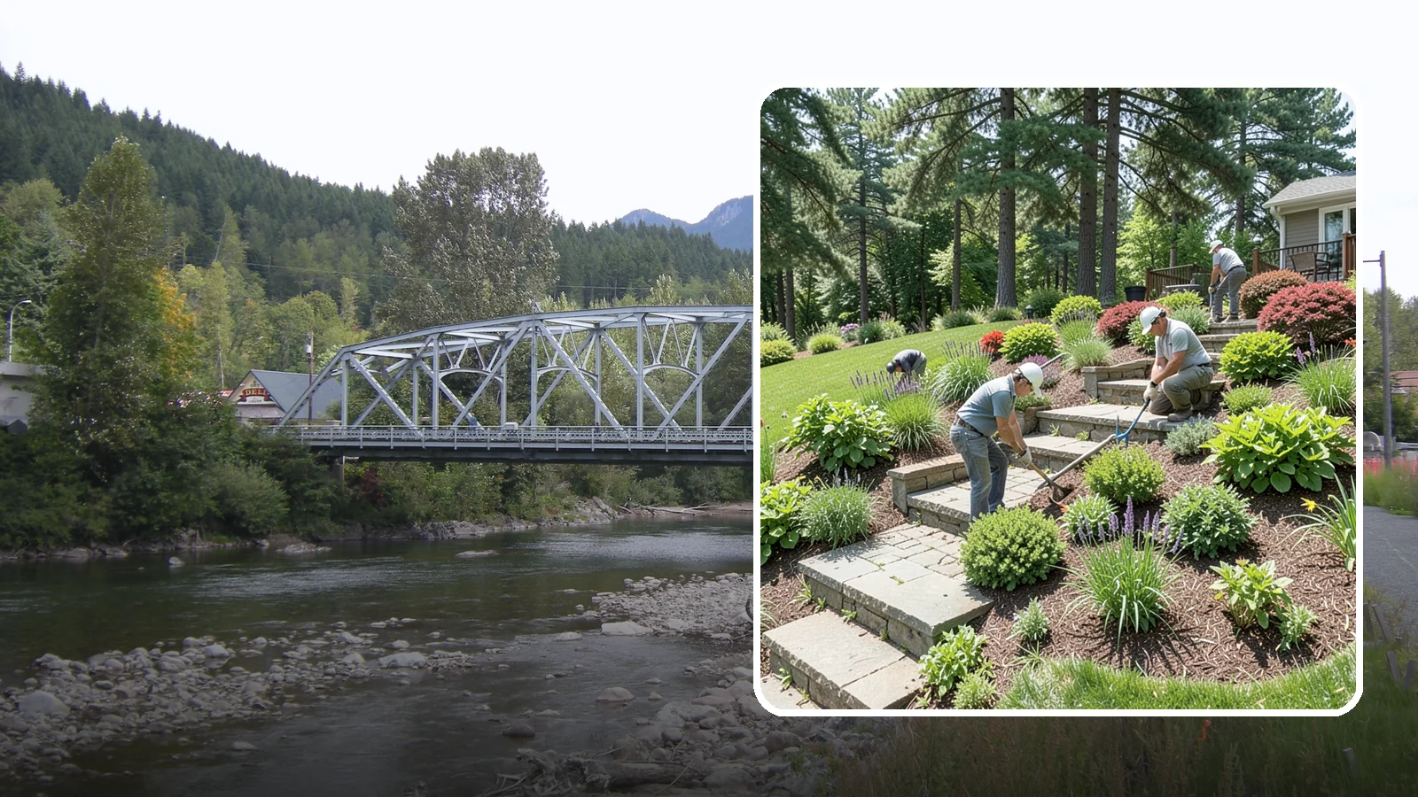 Garden Stairs in Skykomish, King County, WA - Custom garden stairs in stone, timber, or pavers that make sloped landscapes safe and accessible.