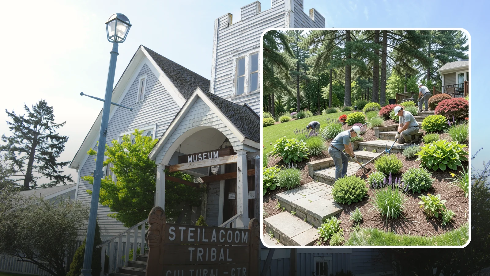 Garden Stairs in Steilacoom, Pierce County, WA - Custom garden stairs in stone, timber, or pavers that make sloped landscapes safe and accessible.