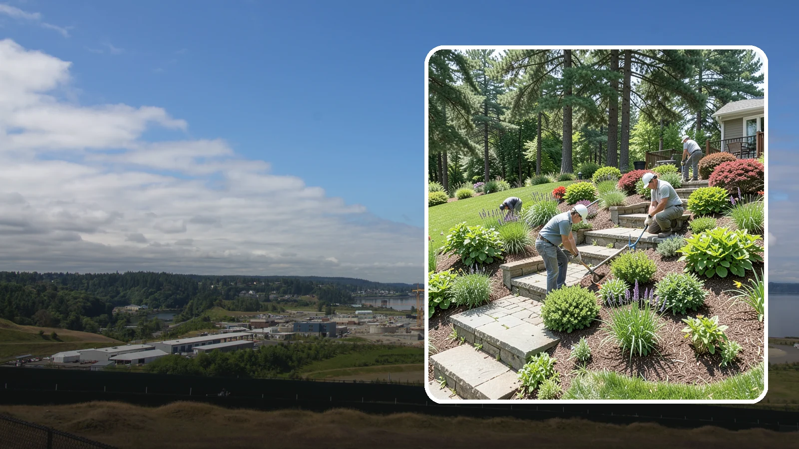 Garden Stairs in University Place, Pierce County, WA - Custom garden stairs in stone, timber, or pavers that make sloped landscapes safe and accessible.