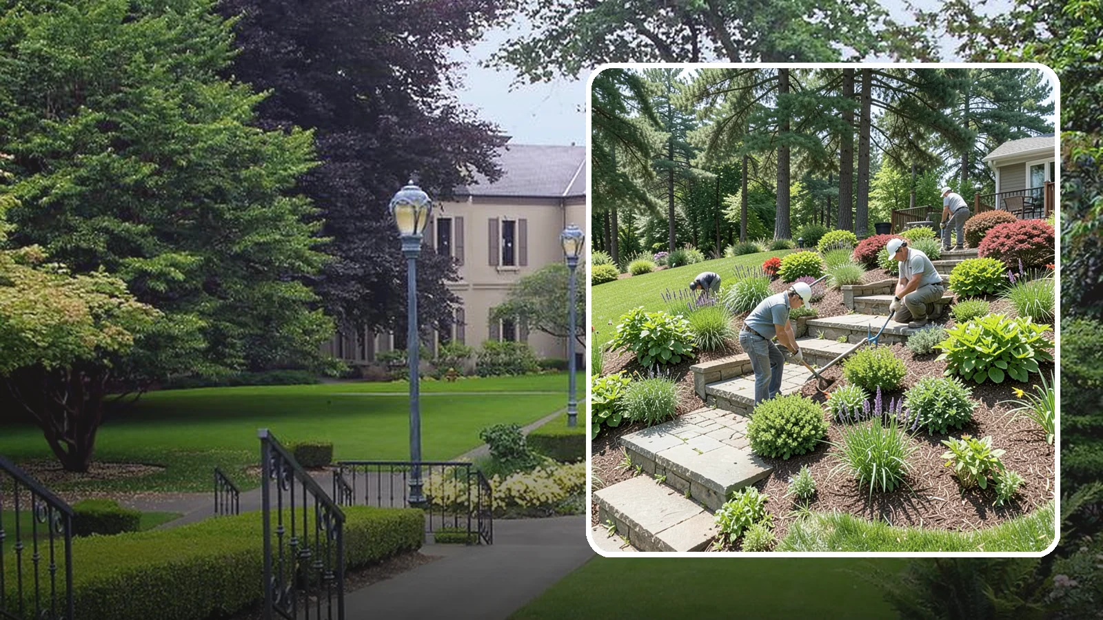 Garden Stairs in Woodinville, King County, WA - Custom garden stairs in stone, timber, or pavers that make sloped landscapes safe and accessible.