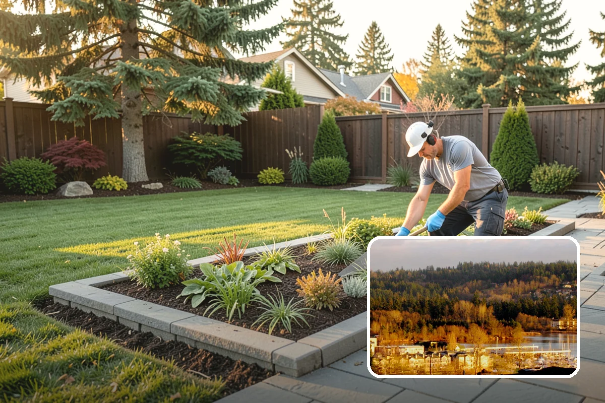 Garden Wall Installation in Kenmore, King County, WA - Defines beds and outdoor spaces