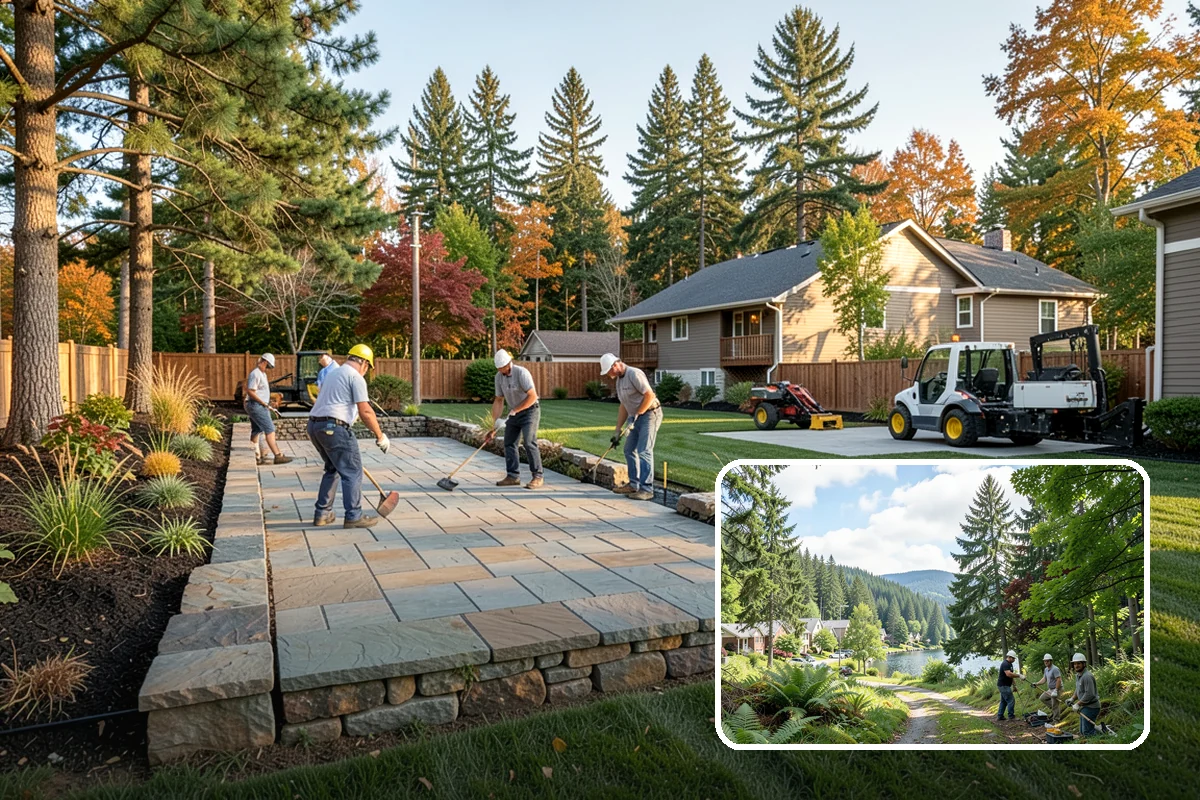 Garden Wall Installation in Lake Forest Park, King County, WA - Defines beds and outdoor spaces