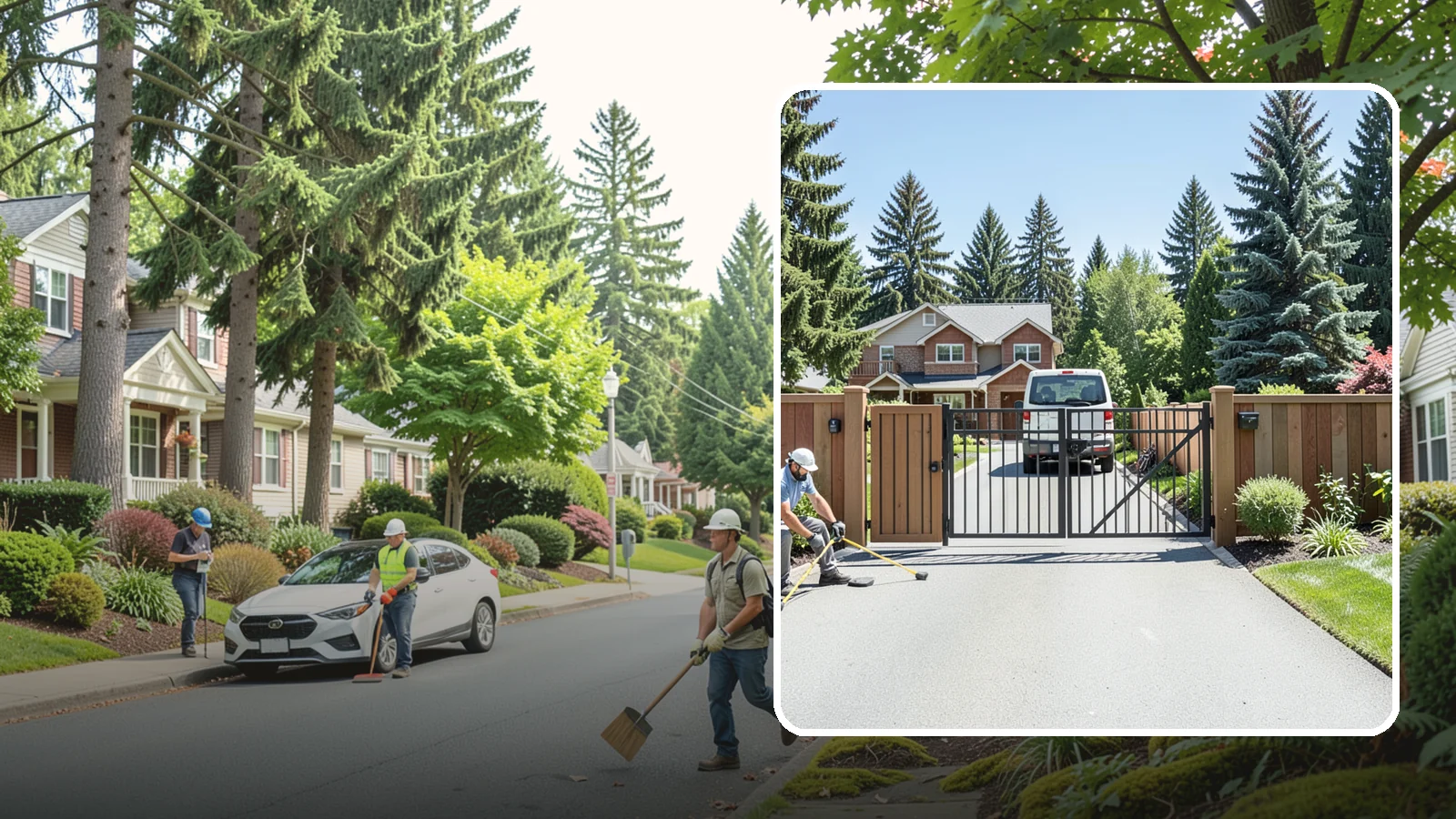 Gate Installation in Beaux Arts Village, King County, WA - Custom gates - walk-through and driveway - built and hung to operate smoothly and last for years.