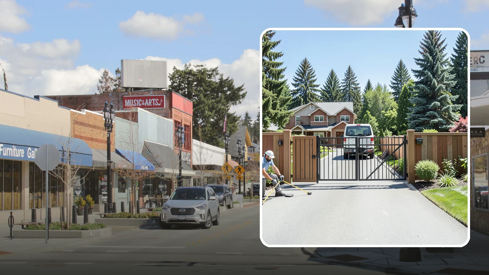 Gate Installation in Bothell, King County, WA - Custom gates - walk-through and driveway - built and hung to operate smoothly and last for years.