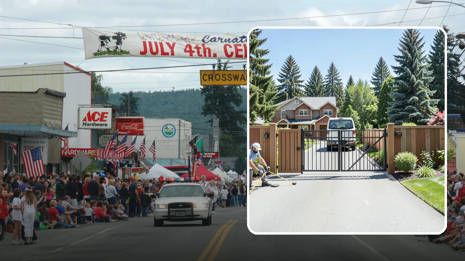 Gate Installation in Carnation, King County, WA - Custom gates - walk-through and driveway - built and hung to operate smoothly and last for years.