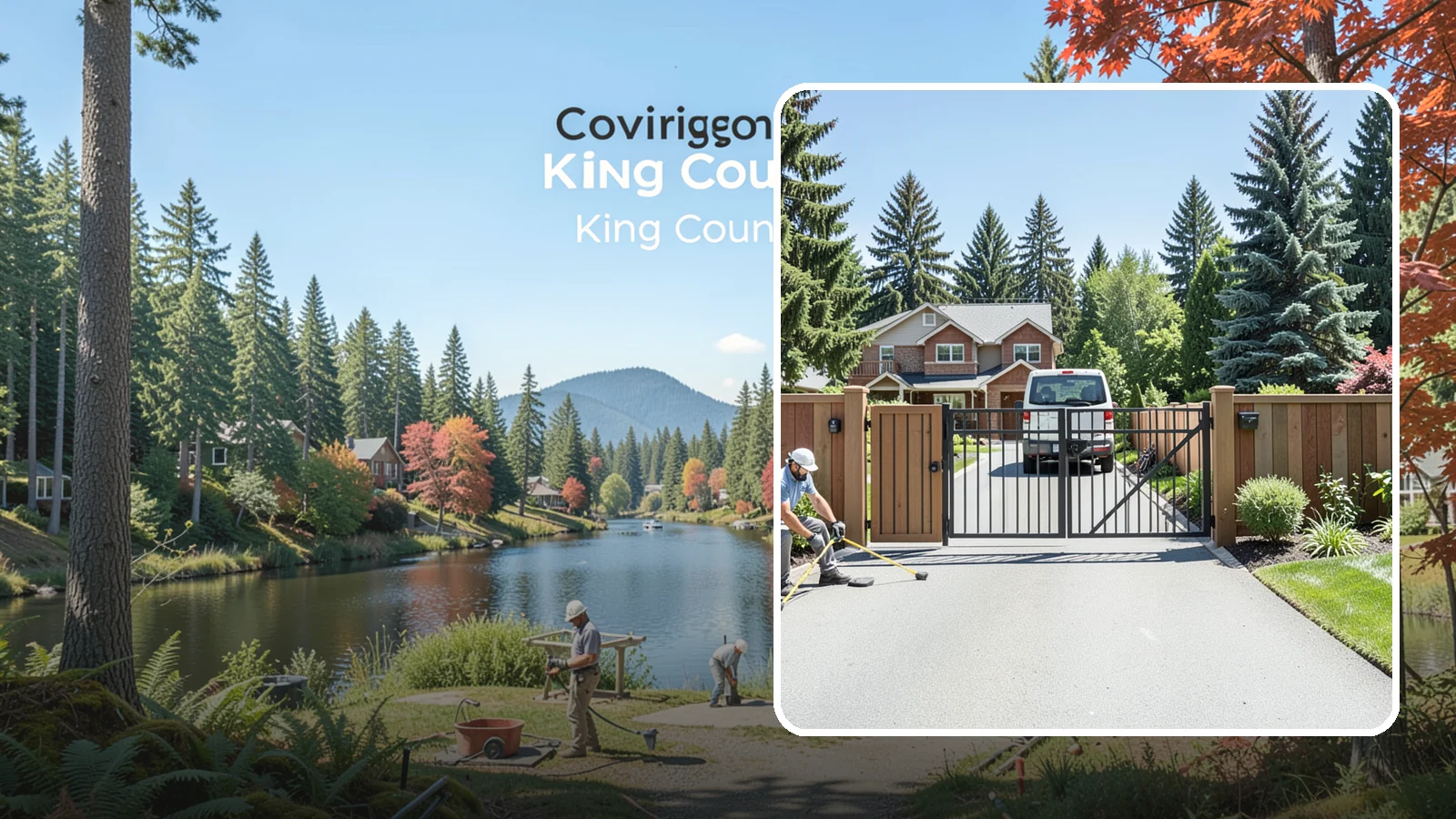 Gate Installation in Covington, King County, WA - Custom gates - walk-through and driveway - built and hung to operate smoothly and last for years.