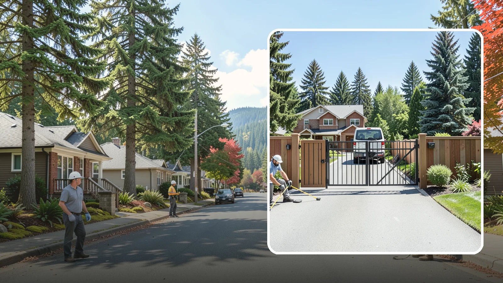 Gate Installation in Hunts Point, King County, WA - Custom gates - walk-through and driveway - built and hung to operate smoothly and last for years.