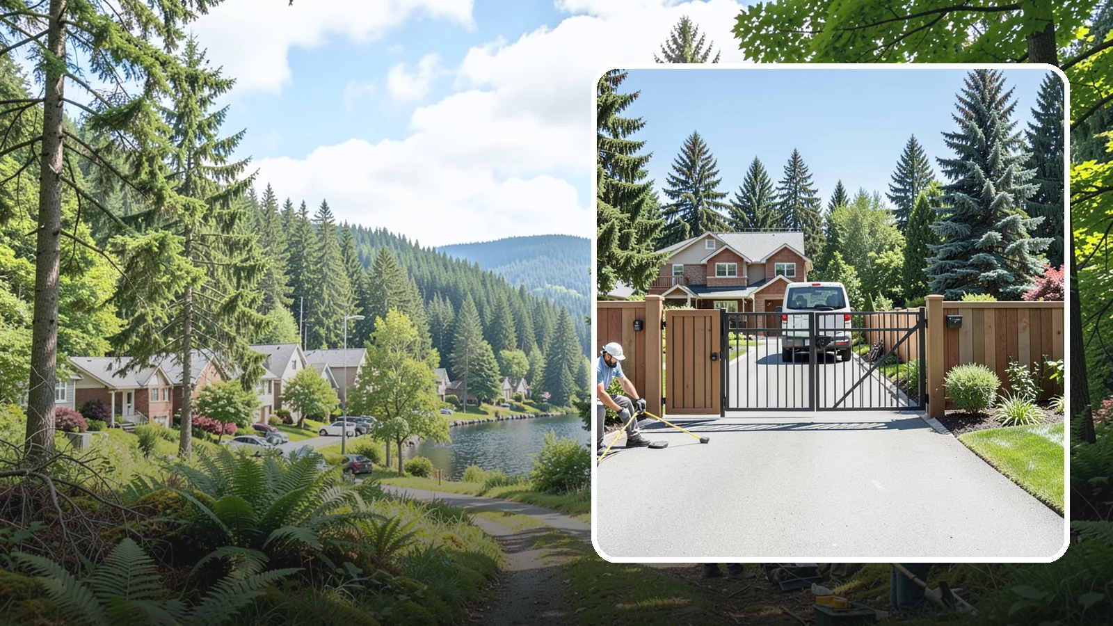 Gate Installation in Lake Forest Park, King County, WA - Custom gates - walk-through and driveway - built and hung to operate smoothly and last for years.
