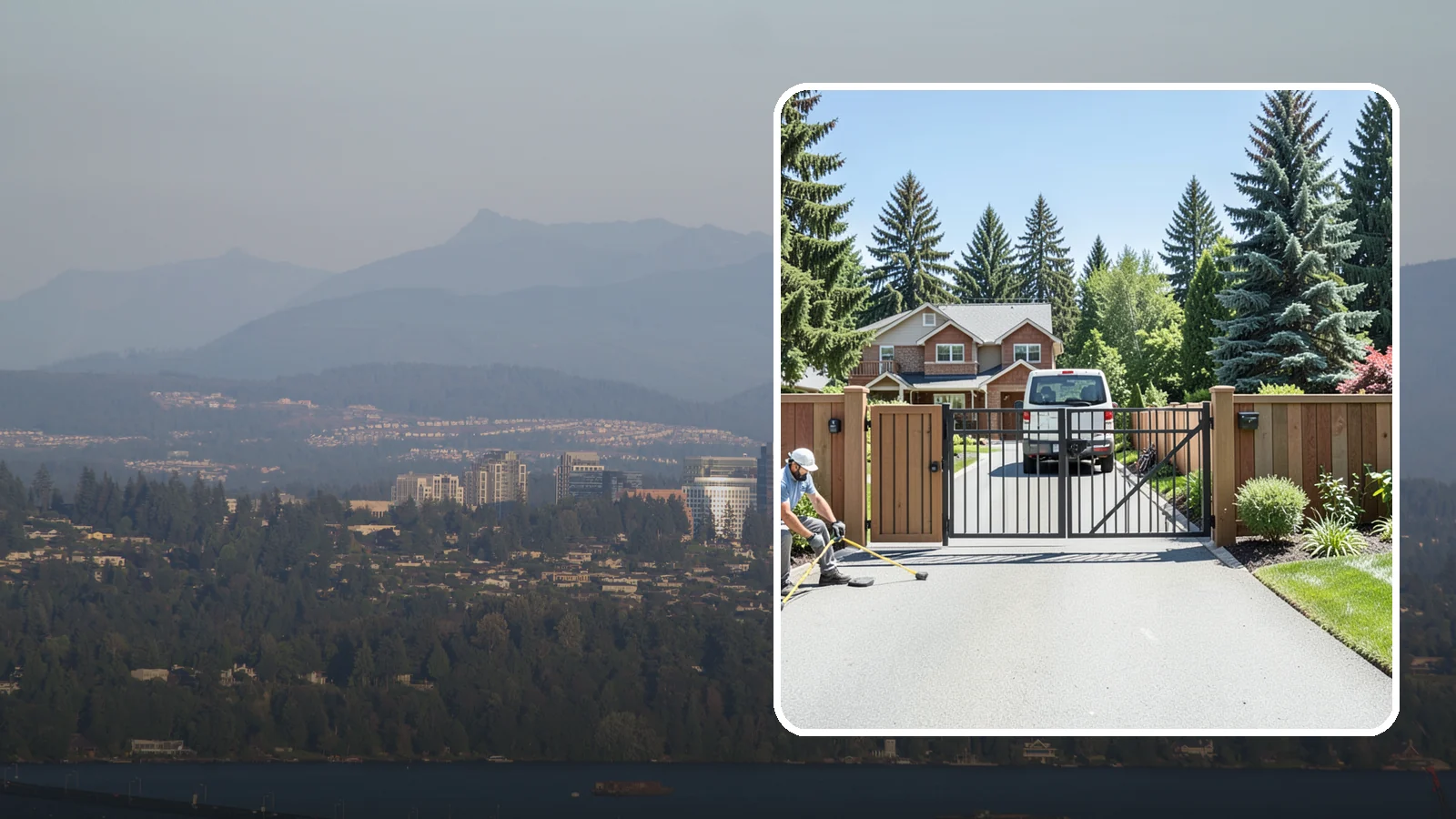 Gate Installation in Medina, King County, WA - Custom gates - walk-through and driveway - built and hung to operate smoothly and last for years.