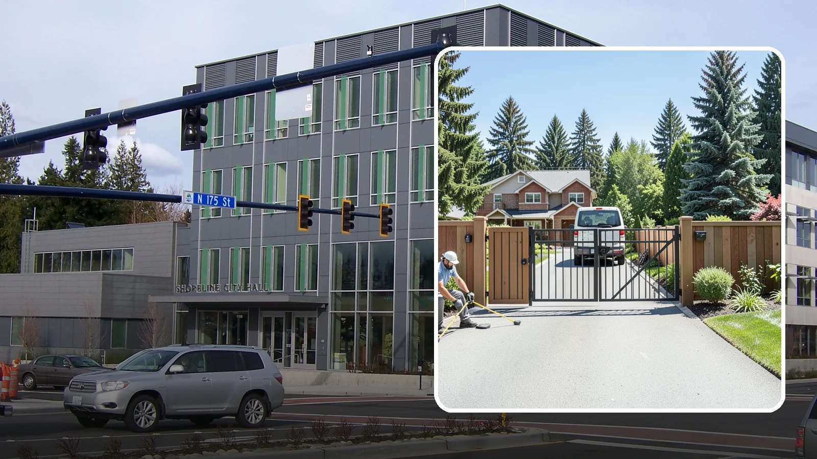 Gate Installation in Shoreline, King County, WA - Custom gates - walk-through and driveway - built and hung to operate smoothly and last for years.